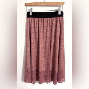 Lularoe Lola lace overlay layered midi skirt, warm rose pink, size small
